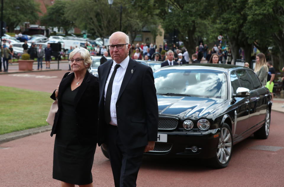 Brother Tommy Charlton outside West Road Crematorium, in Newcastle arriving for the funeral of Jack Charlton. The former Republic of Ireland manager, who won the World Cup playing for England, died on July 10 aged 85.