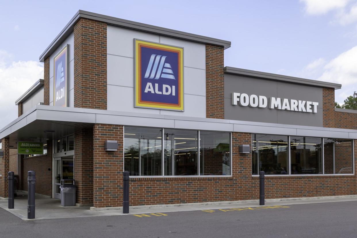 Buffalo, New York, USA- September 2, 2019: Aldi food market in Buffalo, New York, USA. Aldi is the common brand of two German family-owned discount supermarket chains.