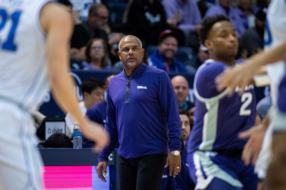 Kansas State coach Jerome Tang watches a play unfold against BYU during last Saturday's game at Marriott Center in Provo, Utah.
