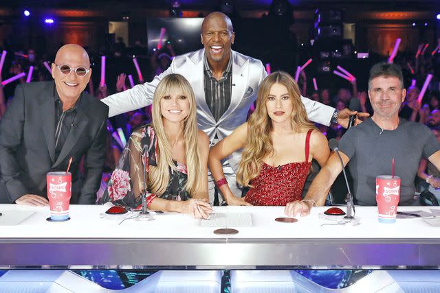 Trae Patton/NBC (L-R) Howie Mandel, Heidi Klum, Terry Crews, Sofia Vergara and Simon Cowell on 'America's Got Talent'