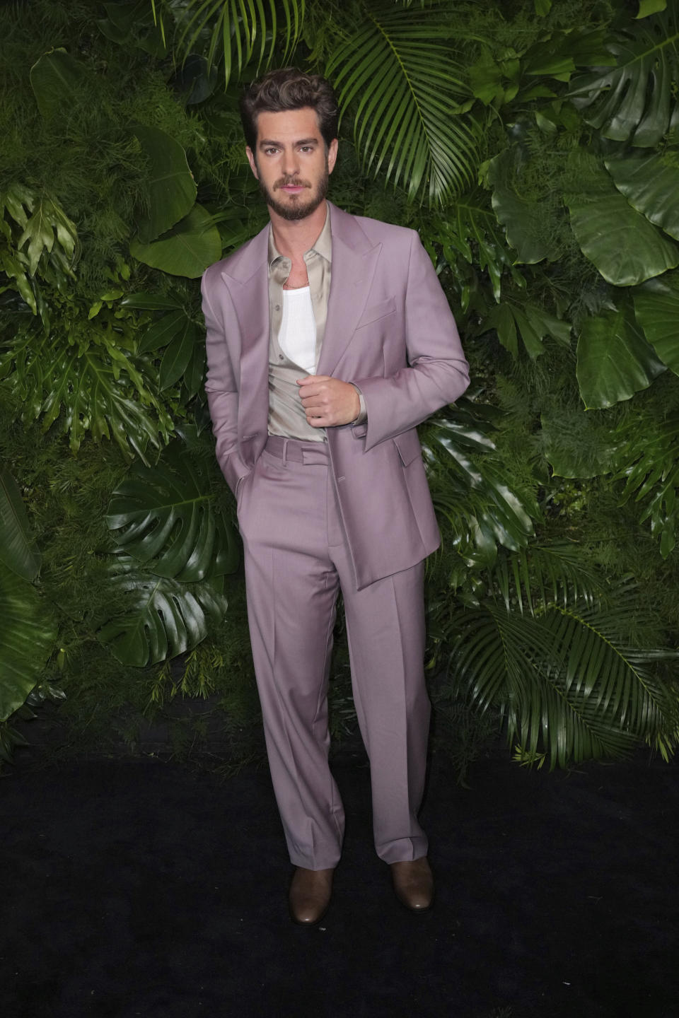 Andrew Garfield arrives at 14th annual Pre-Oscar Awards Dinner on Saturday, March 11, 2023, at the Beverly Hills Hotel in Beverly Hills, Calif. (Photo by Jordan Strauss/Invision/AP)