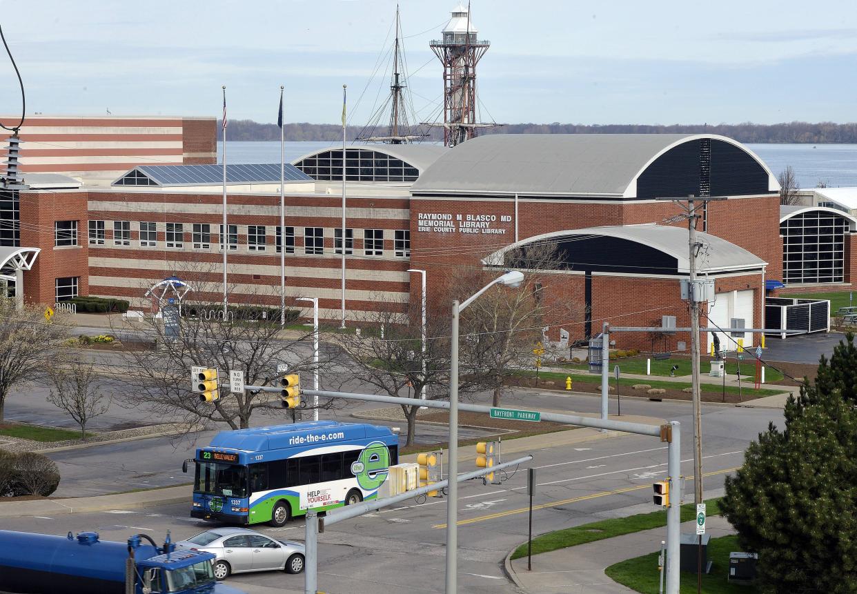 Blasco Library, in Erie, is shown near the city's bayfront on April 25, 2019.