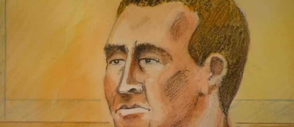 Illustration of Tim Baker in court. Photo: Seven News Melbourne