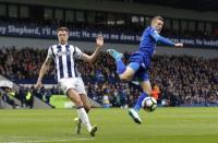 Britain Football Soccer - West Bromwich Albion v Leicester City - Premier League - The Hawthorns - 29/4/17 Leicester City's Jamie Vardy in action with West Bromwich Albion's Jonny Evans Reuters / Darren Staples Livepic