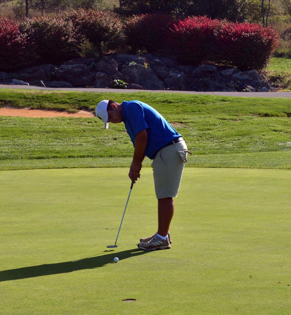 Williamsport's Ryan Acre putts on the first green at Black Rock during the Maryland District 1 Class 2A-1A golf tournament on Monday morning.