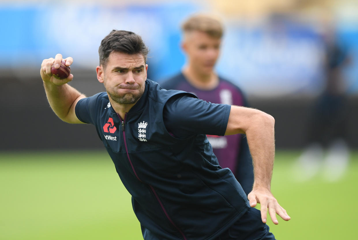 James Anderson in fielding practice ahead of the First Ashes Test Match against Australia. (Photo by Stu Forster/Getty Images)