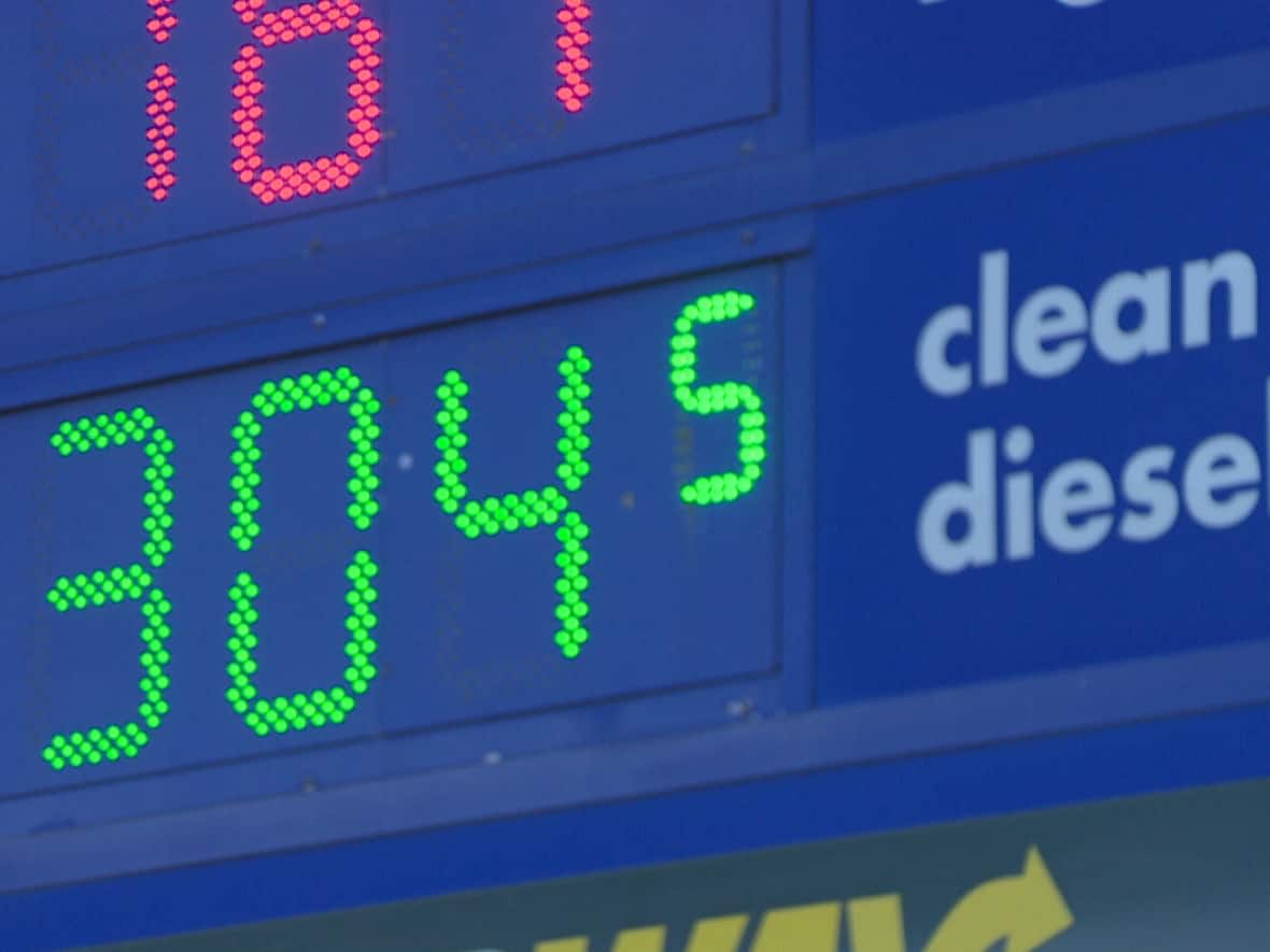 Diesel prices set a Canadian record in New Brunswick when they passed $3 per litre in early November. That opened a gap with prices in the rest of Canada that still hasn't closed. (Eric Wooliscroft/CBC - image credit)