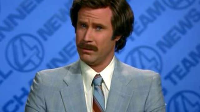 Who put a question mark on the teleprompter? Image: Anchorman