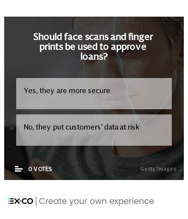 Face scan finger prints banking loans poll