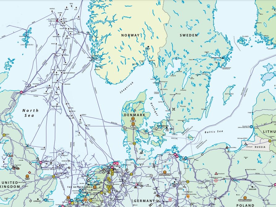 A map of Europe's natural gas pipelines from the trade body ENTSOG.