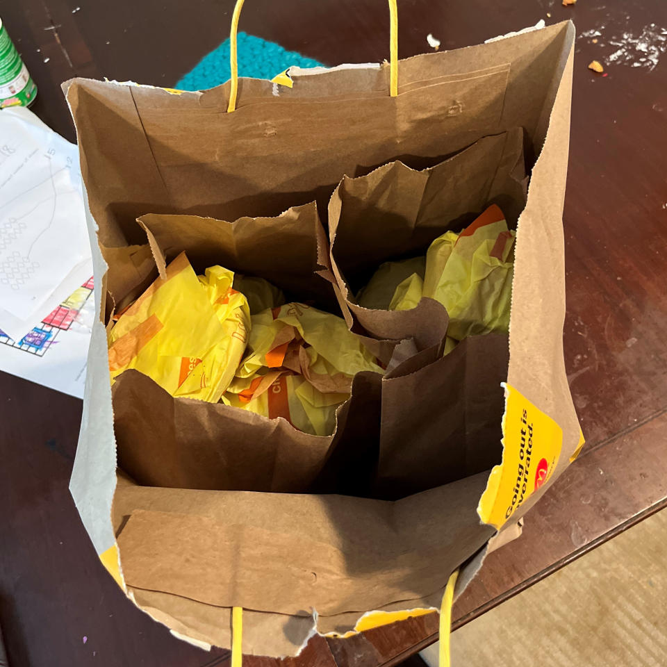 The DoorDash order in question: 31 cheeseburgers from McDonald's. (Courtesy Kelsey Burkhalter Golden)