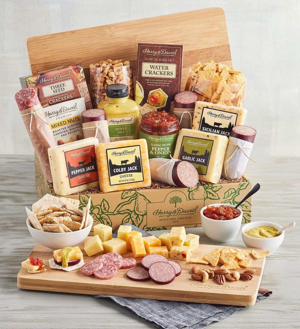 <p><a href="https://go.redirectingat.com?id=74968X1596630&url=https%3A%2F%2Fwww.harryanddavid.com%2Fh%2Fgift-baskets-tower-boxes%2Fmeat-and-cheese-gift-boxes%2F33449&sref=https%3A%2F%2Fwww.esquire.com%2Flifestyle%2Fg29418091%2Fgift-baskets-for-men%2F" rel="nofollow noopener" target="_blank" data-ylk="slk:Shop Now;elm:context_link;itc:0;sec:content-canvas" class="link ">Shop Now</a></p><p>Ultimate Meat and Cheese Gift Box</p><p>harryanddavid.com</p><p>$129.99</p>