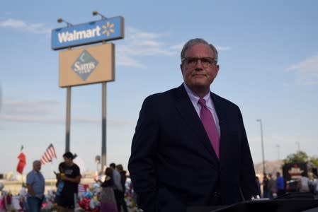 FILE PHOTO: El Paso Mayor Dee Margo visits a memorial four days after a mass shooting in El Paso