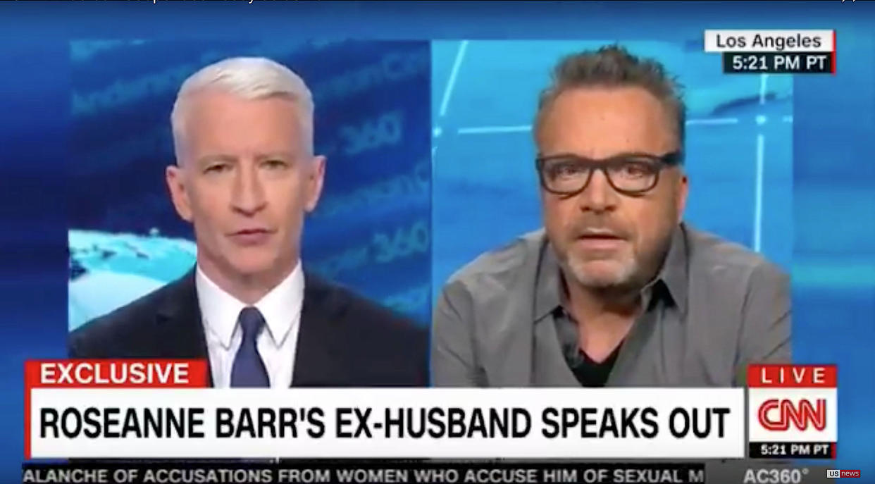 Tom Arnold, right, told Anderson Cooper on Wednesday that he was not surprised by the abrupt end to the reboot of "Roseanne." (Photo: CNN)