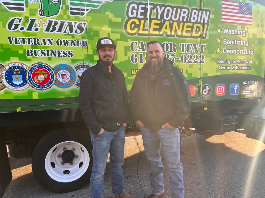 Veteran business owner Kenneth Murillo, right, with his G. I. Bins business partner Jose Paguada.
