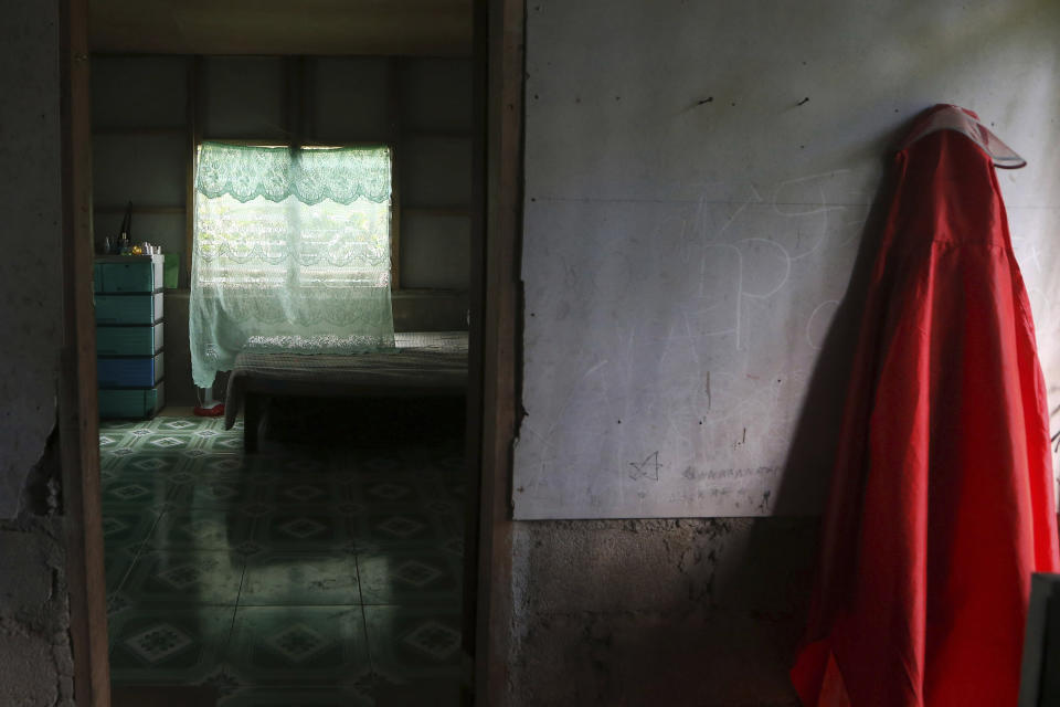 This Jan. 25, 2019, photo shows a room that was gifted to a former altar boy who has accused Father Pius Hendricks of sexual abuse in the village of Talustusan on Biliran Island in the central Philippines. (AP Photo/Bullit Marquez)