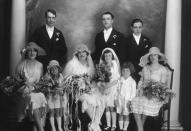 <p>By the early 20th century, it became customary for bridesmaid dresses to<a href="http://www.avictorian.com/weddingattire.html" rel="nofollow noopener" target="_blank" data-ylk="slk:directly contrast with the bride;elm:context_link;itc:0;sec:content-canvas" class="link "> directly contrast with the bride</a>, so the focus would be on her. </p>