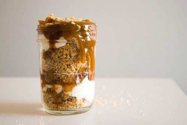 Salted Caramel Apple Cheesecake in a Jar