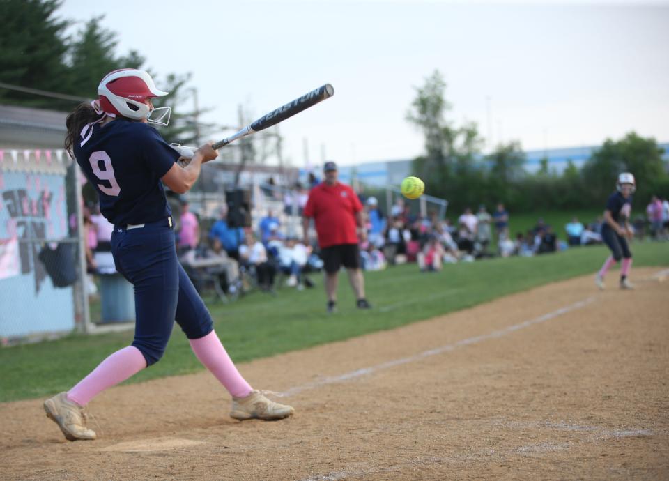 Roy C. Ketcham's Ava Gambichler at bat during Wednesday's game versus John Jay on May 10, 2023. 