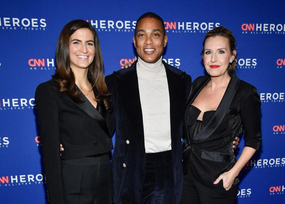 CNN anchors Kaitlan Collins, from left, Don Lemon and Poppy Harlow appear at the 16th annual CNN Heroes All-Star Tribute on Dec. 11, 2022, in New York.