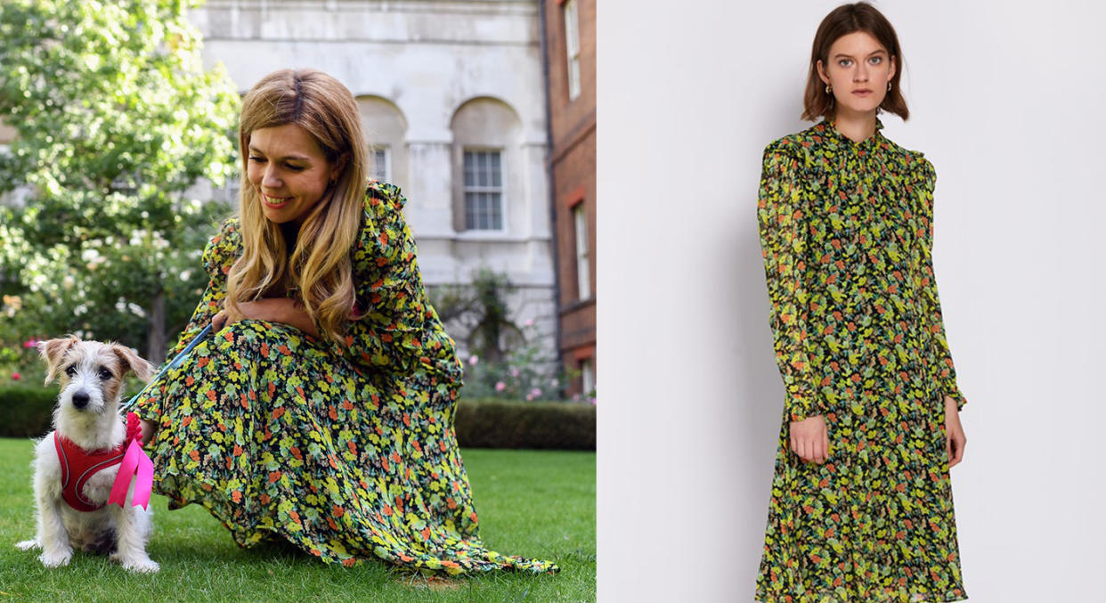 Carrie Symonds just wore another stunning dress by British brand Ghost [Photo: Twitter @carriesymonds/ Ghost]