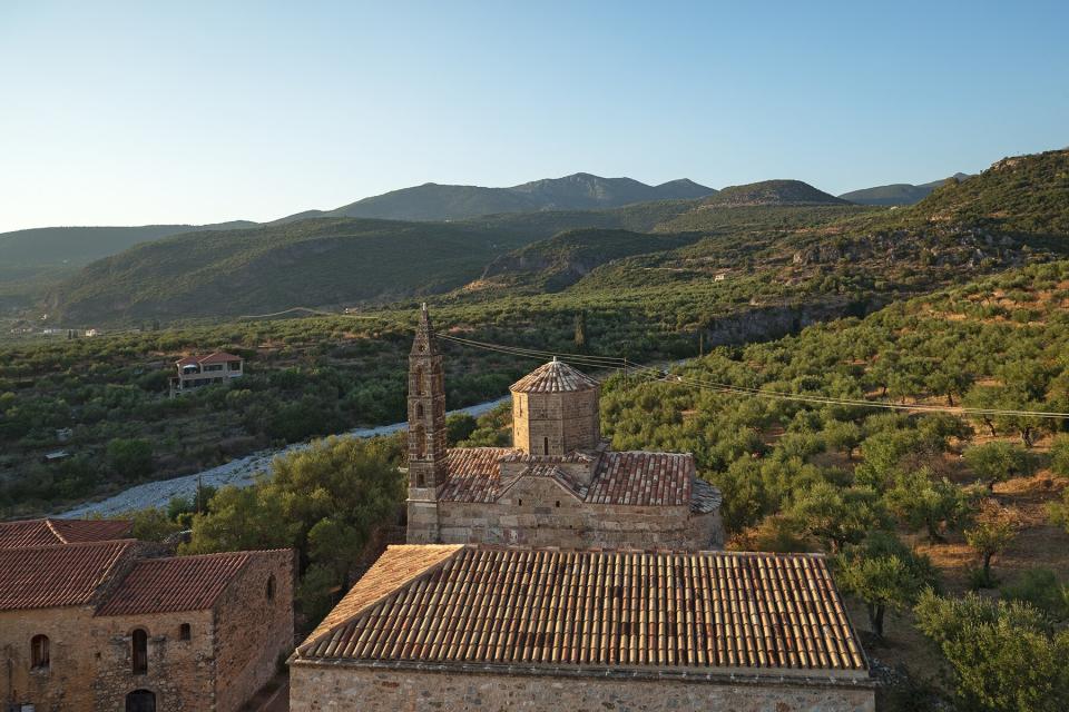 The Church of St. Spyridon in Old Kardamili, Greece