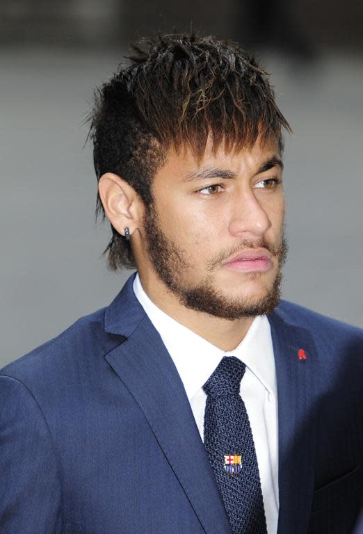 Barcelona's Neymar during a religious ceremony at Barcelona Cathedral for late former FC Barcelona's coach Tito Vilanova on April 28, 2014