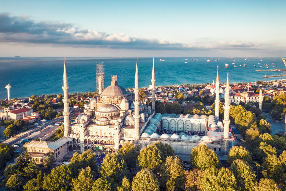 View of Istanbul with the seaside in the background.