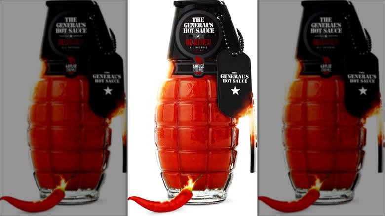 Grenade-shaped hot sauce