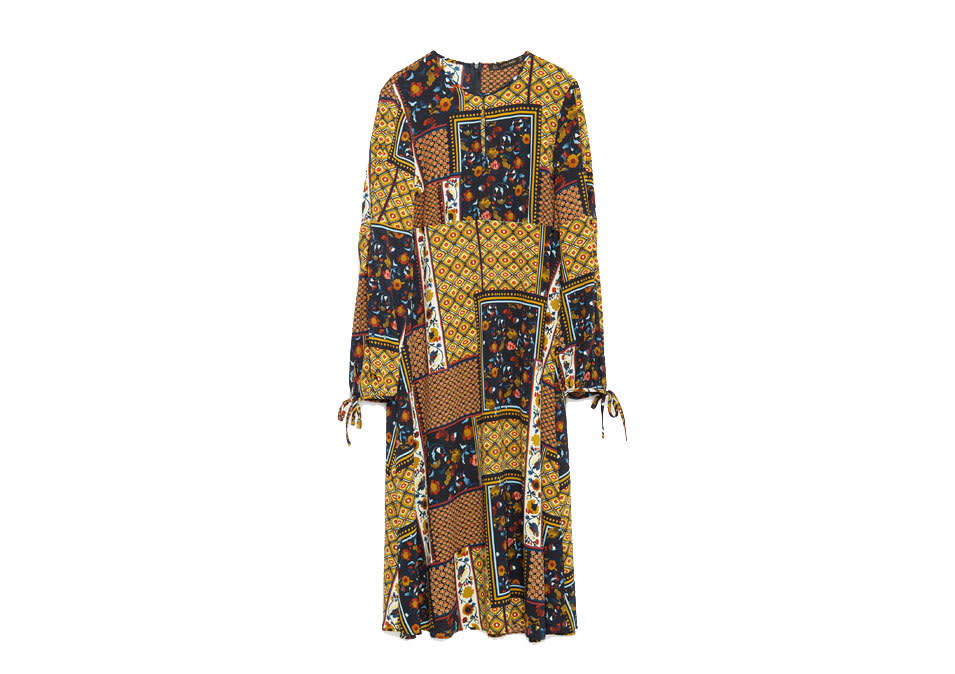 Zara Long Patchwork Dress, $69.90, zara.com