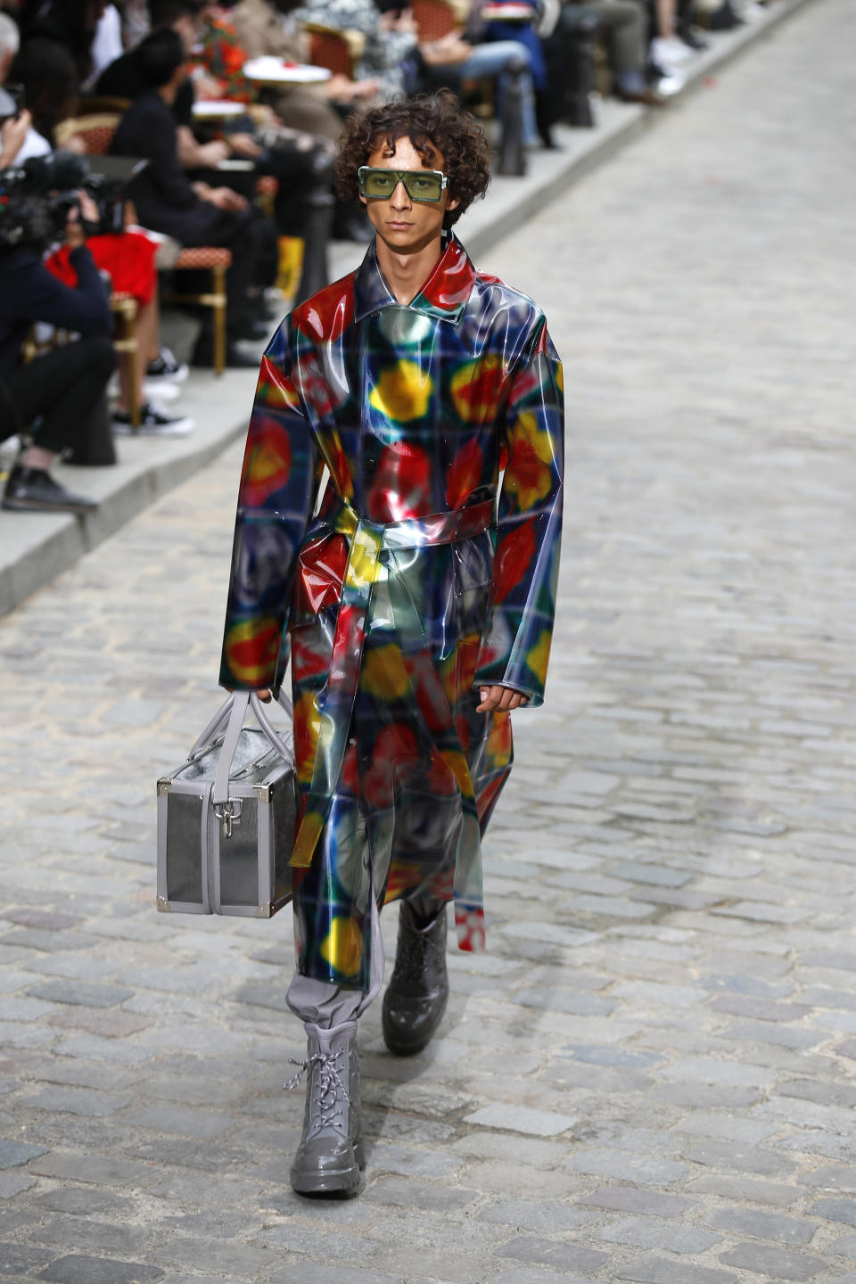 A model wears a creation for the Vuitton mens Spring-Summer 2020 fashion collection presented in Paris, Thursday, June 20. (AP Photo/Francois Mori)