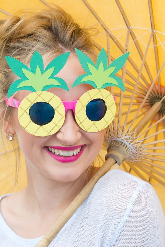 <p>Make yourself your very own pair of tropical sunnies. All you need in a old pair of sunnies, glue and a few sheets of colourful paper. <i><a href="http://www.lilyallsorts.com/2015/08/diy-pineapple-flamingo-sunglasses.html#.V0gmYl4jHtF" rel="nofollow noopener" target="_blank" data-ylk="slk:[Photo: Lily All Sorts];elm:context_link;itc:0;sec:content-canvas" class="link ">[Photo: Lily All Sorts]</a></i></p>