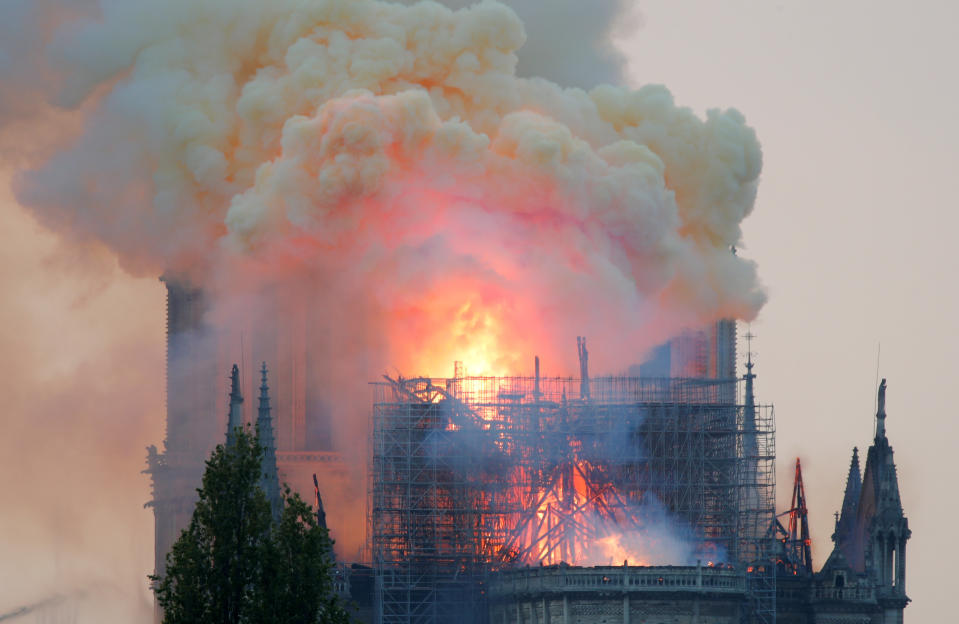 Smoke billows fromâ Notreâ Dameâ Cathedral after a fire broke out, in Paris, France April 15, 2019. (Photo: Charles Platiau/Reuters)