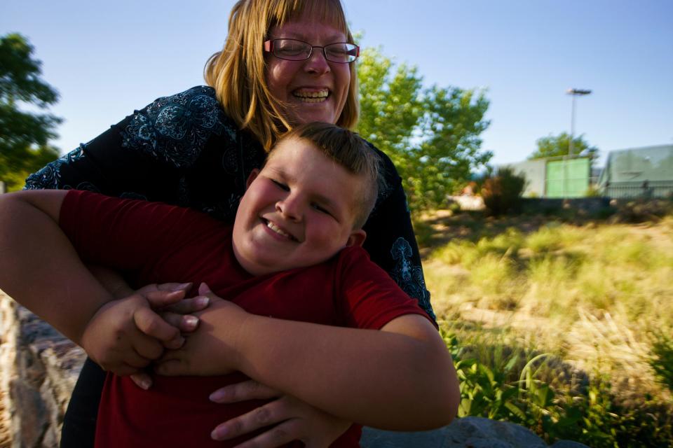 Candice and D play in Haynes Park in Rio Rancho.