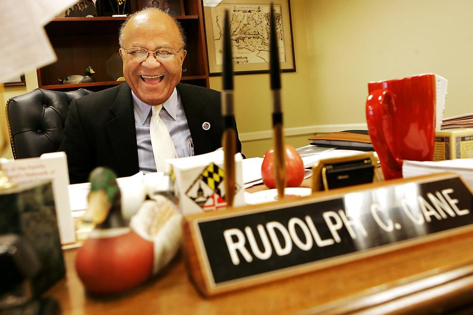 Del. Rudy Cane, D-37A-Wicomico, takes a break between appointments in his legislative office in the Maryland House of Delegates building.