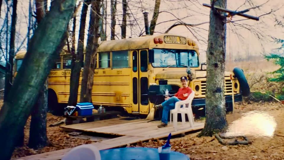 Hill's grandpa and stepdad (pictured) converted an old school bus into a skoolie that she used to play and sleep in as a kid. - Courtesy Cherilynne Hill