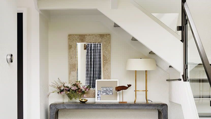 white and black glass staircase