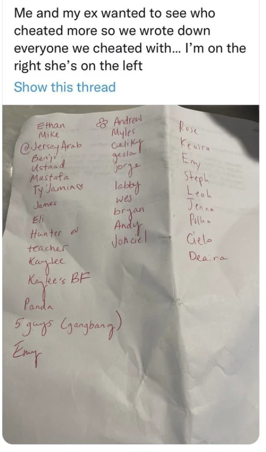 a list of names