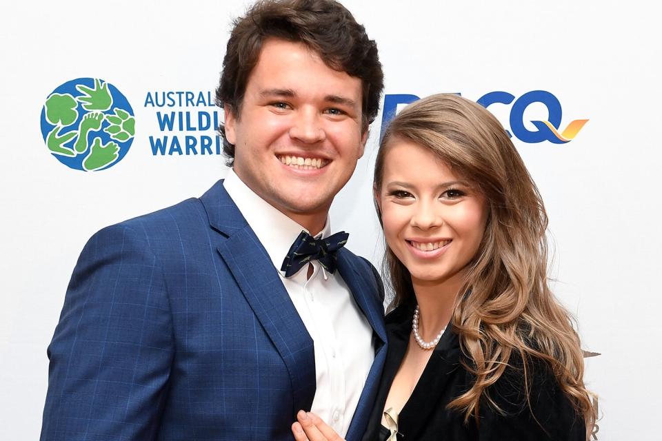 BRISBANE, AUSTRALIA - NOVEMBER 09: Bindi Irwin poses for a photo with fiance Chandler Powell at the annual Steve Irwin Gala Dinner at Brisbane Convention &amp; Exhibition Centre on November 09, 2019 in Brisbane, Australia. (Photo by Bradley Kanaris/Getty Images)