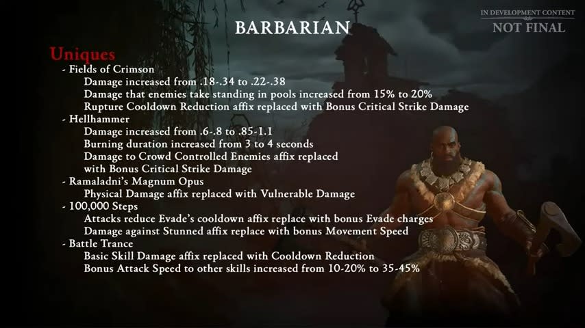 Class changes for Barbarian coming in Patch 1.1.1