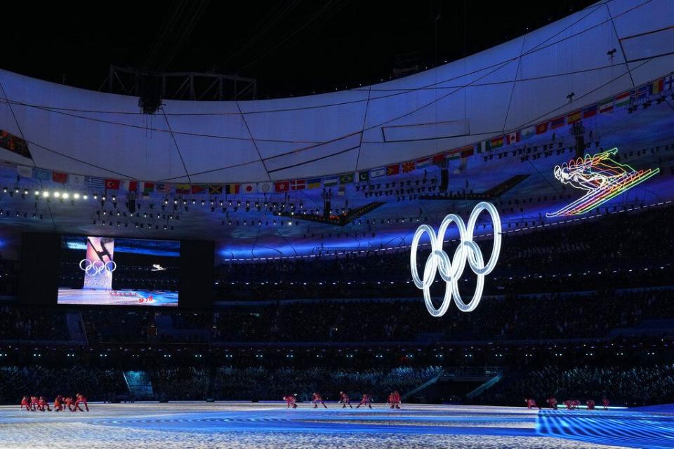 Dancers perform during the opening ceremony of the 2022 Winter Olympics, Friday, Feb. 4, 2022, in Beijing. (AP Photo/Natacha Pisarenko)