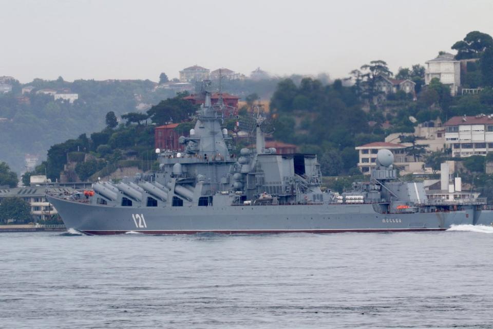 Moskva sails in the Bosphorus, on its way to the Black Sea, in July 2021 (REUTERS)