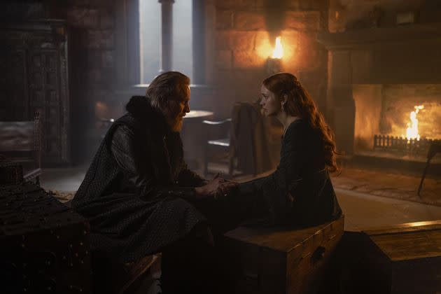 Rhys Ifans and Olivia Cooke on the set of House Of The Dragon season two
