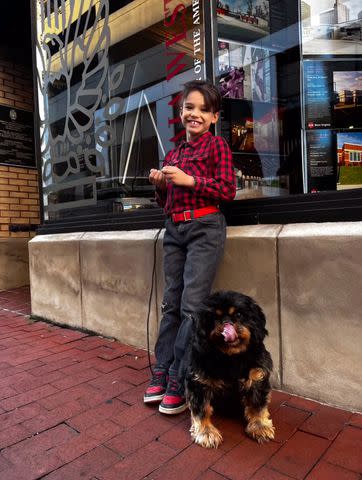 <p>Ryan Dorsey/Instagram</p> Ryan Dorsey and Naya Rivera's son Josey poses with their late dog Emmy