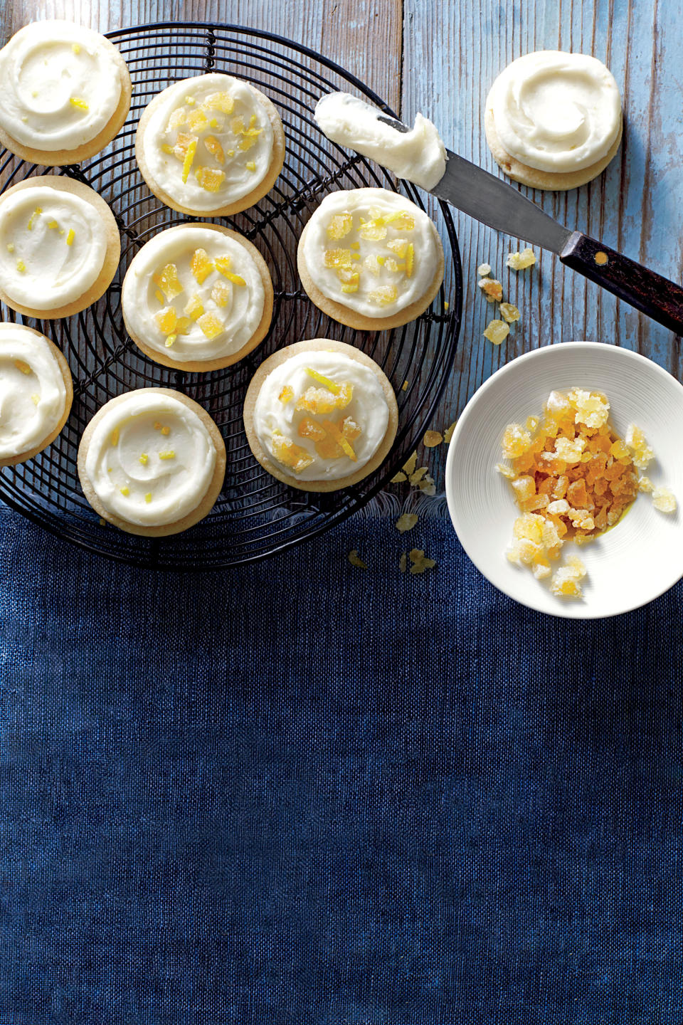 Ginger Shortbread Cookies with Lemon-Cream Cheese Frosting