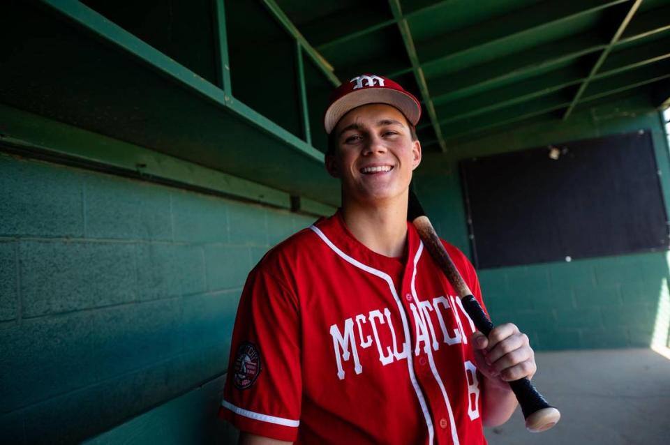 The Bee’s Baseball Player of the Year, McClatchy High School catcher and junior Malcolm Moore in 2021.
