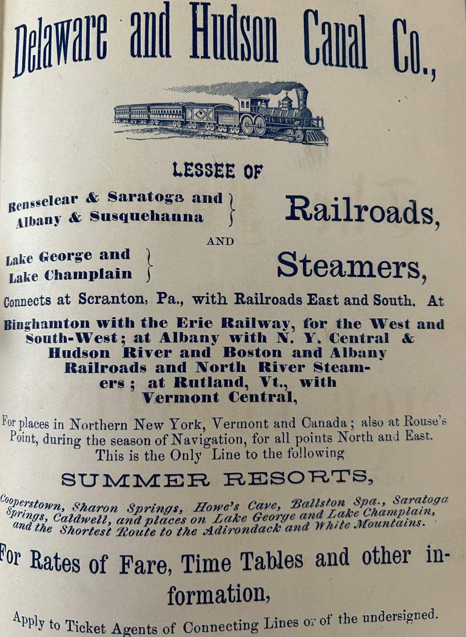 The Delaware & Hudson ad promoted their railroad companies.