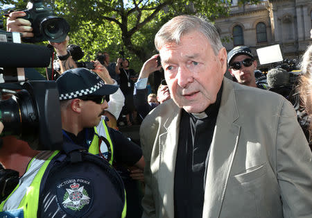 Cardinal George Pell arrives at County Court in Melbourne, Australia, February 27, 2019. AAP Image/David Crosling/via REUTERS