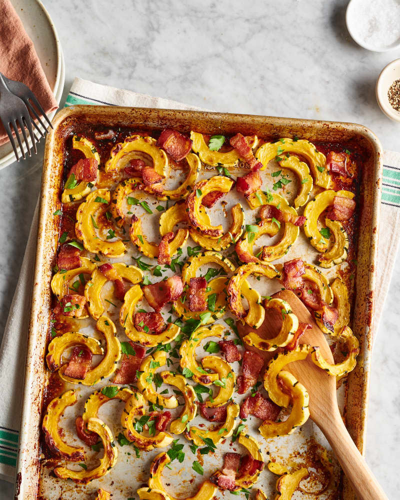 Maple-Roasted Delicata Squash with Bacon