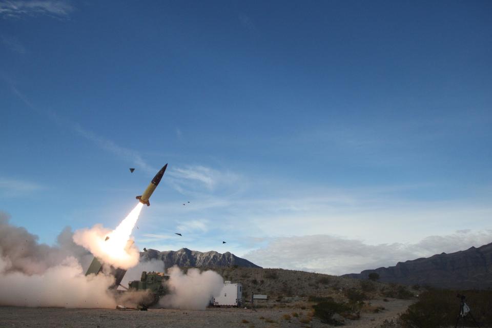 An Army Tactical Missile System during live-fire testing at White Sands Missile Range in New Mexico